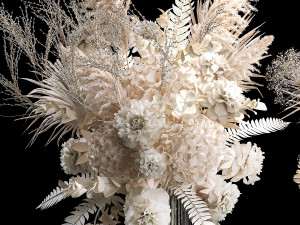 Solemn bouquet of dried flowers vase hydrangea pampas branch 299 3D Model