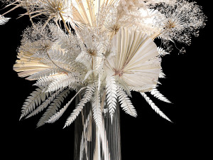 Solemn bouquet of dried flowers vase hydrangea pampas branch 299 3D Model