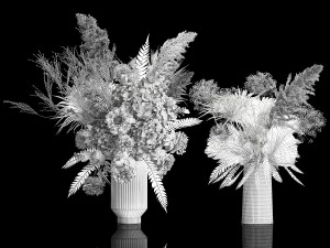 Solemn bouquet of dried flowers vase hydrangea pampas branch 299 3D Model