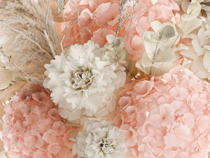Exuberante buqu&ecirc; de flores secas em um vaso rosa Hydrangea pampas Modelo 3D