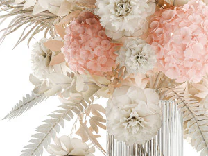 Exuberante buqu&ecirc; de flores secas em um vaso rosa Hydrangea pampas Modelo 3D