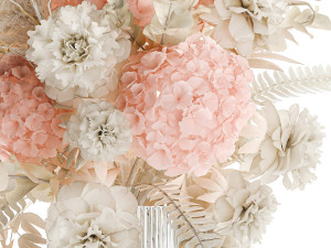 Lush bouquet of dried flowers in a pink vase Hydrangea pampas 3Dモデル