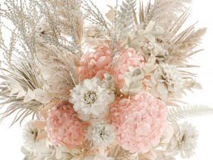 Exuberante buqu&ecirc; de flores secas em um vaso rosa Hydrangea pampas Modelo 3D