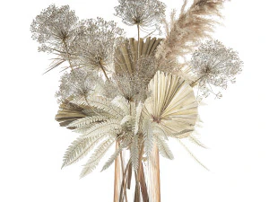 Bouquet Of Dried Flowers Vase Pampas Fern Hogweed 301 3D Model