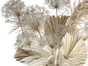 Bouquet Of Dried Flowers Vase Pampas Fern Hogweed 301 3D Model