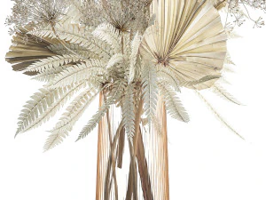Bouquet Of Dried Flowers Vase Pampas Fern Hogweed 301 3D Model