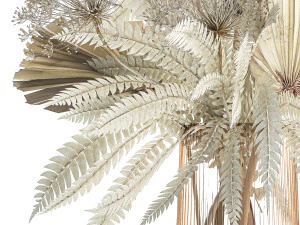 Bouquet Of Dried Flowers Vase Pampas Fern Hogweed 301 3D Model