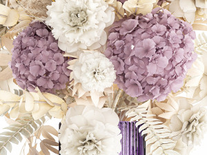 Bouquet Of Dried Flowers Vase Hydrangea Pampas 303 3D Model