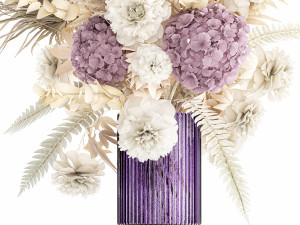 Bouquet Of Dried Flowers Vase Hydrangea Pampas 303 3D Model