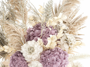 Bouquet Of Dried Flowers Vase Hydrangea Pampas 303 3D Model