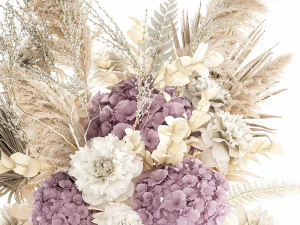 Bouquet Of Dried Flowers Vase Hydrangea Pampas 303 3D Model