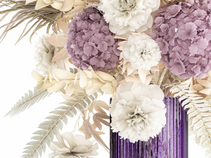 Bouquet Of Dried Flowers Vase Hydrangea Pampas 303 3D Model
