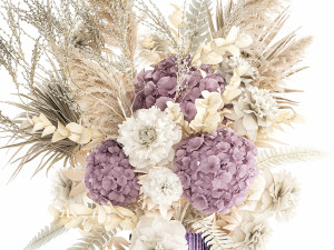 Bouquet Of Dried Flowers Vase Hydrangea Pampas 303 3D Model