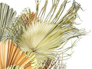 Bouquet of dried flowers vase glass palm leaf branch 305 3D Model