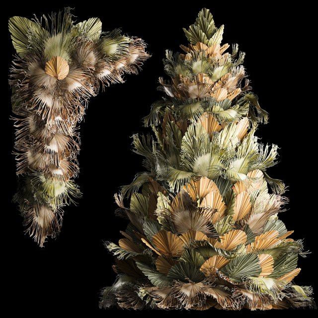 Christmas tree for decoration from dry fan palm leaves 3D Model .c4d .max .obj .3ds .fbx .stl .blend 