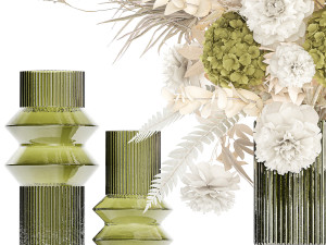 Bouquet of dried flowers vase hydrangea pampas branches 306 3D Модель