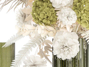 Bouquet of dried flowers vase hydrangea pampas branches 306 3D Model