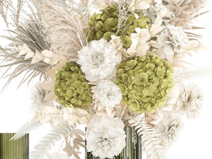 Bouquet of dried flowers vase hydrangea pampas branches 306 3D Model
