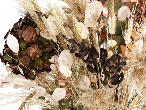 Bouquet of dried flowers vase hydrangea pampas wheat 308 Model 3D