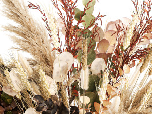 Bouquet of dried flowers vase hydrangea pampas wheat 308 Model 3D