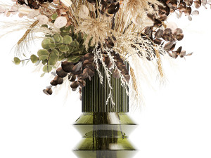 Bouquet of dried flowers vase hydrangea pampas wheat 308 Model 3D