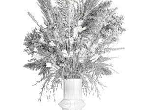 Bouquet of dried flowers vase reed grass branches Red berries 314 Modelo 3D