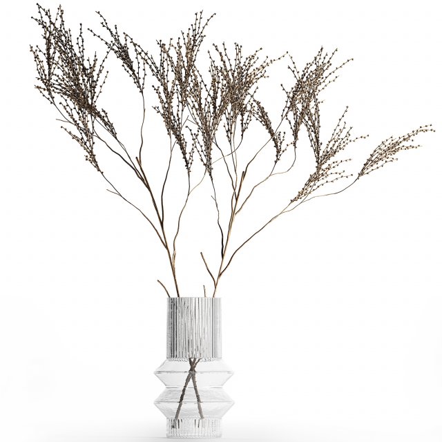 Minimalistic Bouquet Of Dry Branches In A Vase 315 3D Model .c4d .max .obj .3ds .fbx .stl .blend 