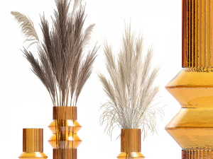 Minimalistic bouquet of dry pampas branches in a vase 316 3D Model