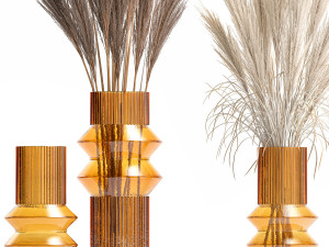 Minimalistic bouquet of dry pampas branches in a vase 316 Model 3D
