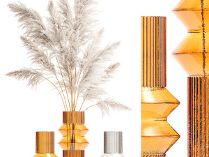 Lush bouquet of dry pampas branches in a vase 317 3D मॉडल