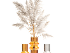Lush bouquet of dry pampas branches in a vase 317 3Dモデル