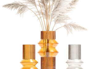Lush bouquet of dry pampas branches in a vase 317 3Dモデル