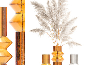 Lush bouquet of dry pampas branches in a vase 317 3Dモデル