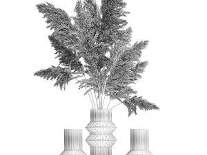 Lush bouquet of dry pampas branches in a vase 317 3Dモデル
