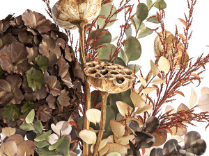 Modern bouquet of dry branches Hydrangea vase Lotus 417 3D Модель