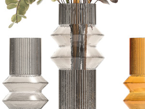 Modern bouquet of dry branches Hydrangea vase Lotus 417 3D Модель