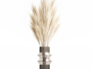 Modern bouquet of dry branches white pampas vase 319 Modèle 3D