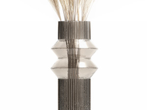 Modern bouquet of dry branches white pampas vase 319 Modèle 3D