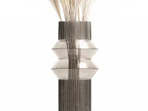 Modern bouquet of dry branches white pampas vase 319 3D Model