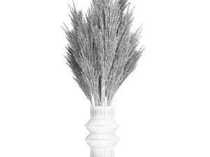 Modern bouquet of dry branches white pampas vase 319 3D Model