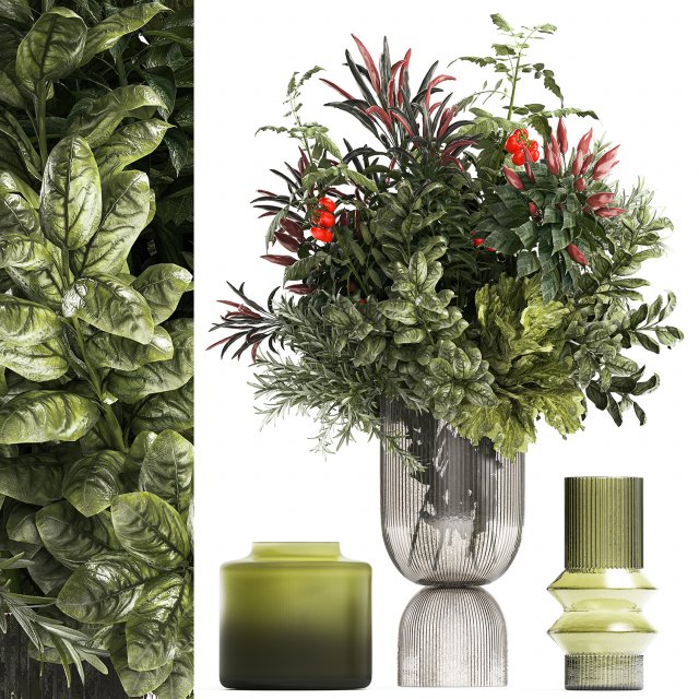 Bouquet of kitchen herbs and vegetables vase tomato pepper rosemary 3D मॉडल .c4d .max .obj .3ds .fbx .stl .blend 
