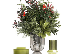 Bouquet of kitchen herbs and vegetables vase tomato pepper rosemary 3D मॉडल
