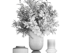 Bouquet of kitchen herbs and vegetables vase tomato pepper rosemary 3D मॉडल