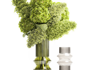 Bouquet of green flowers in a vase hydrangea lilac 321 3D 모델