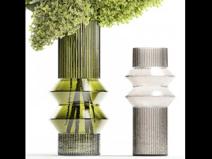 Bouquet of green flowers in a vase hydrangea lilac 321 3D Model