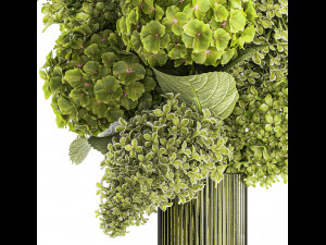 Bouquet of green flowers in a vase hydrangea lilac 321 3D 모델