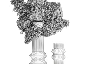 Bouquet of green flowers in a vase hydrangea lilac 321 3D 모델