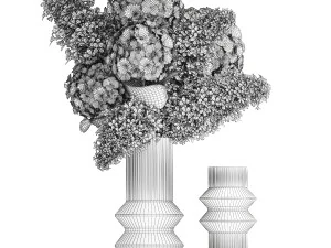 Bouquet of green flowers in a vase hydrangea lilac 321 3D Model