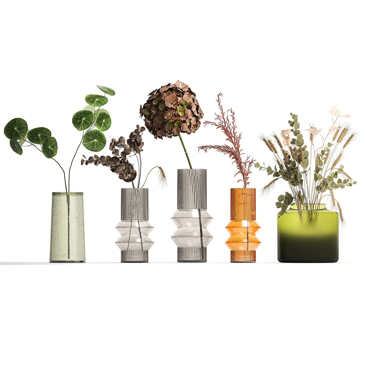 Collection of minimalist bouquets of flowers in a vase 322 3D Model .c4d .max .obj .3ds .fbx .stl .blend 