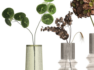 Collection of minimalist bouquets of flowers in a vase 322 Modelo 3D